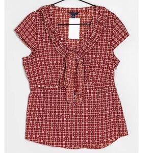 Banana Republic Circle Pattern Lightweight Bow Spring Blouse - Size PL